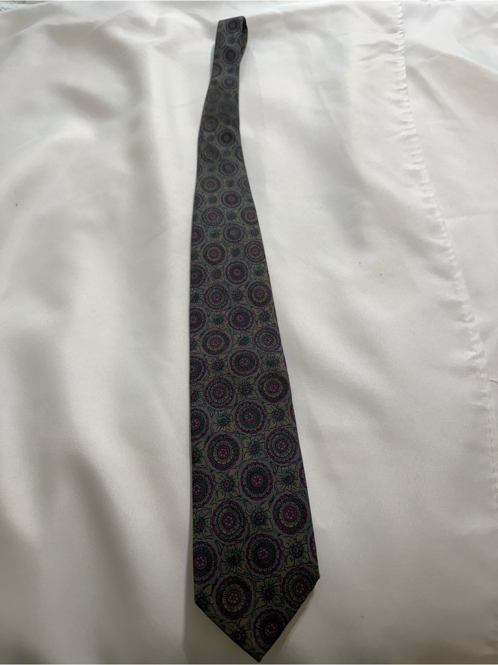 Joseph Abboud Purple and Green Medallion Silk Tie